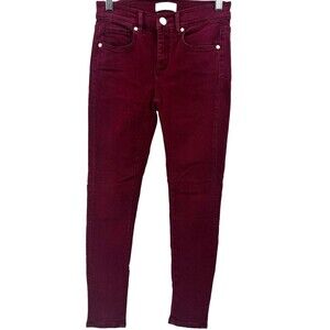 Womens Jeans Loft Pant's size 24/00 Maroon Skinny Leg Trousers Casual Pants